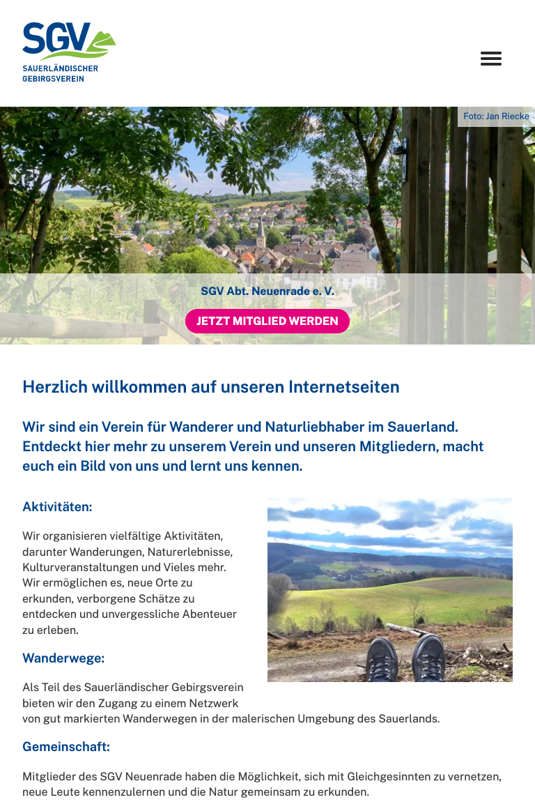 sgv-neuenrade.de auf dem Tablet